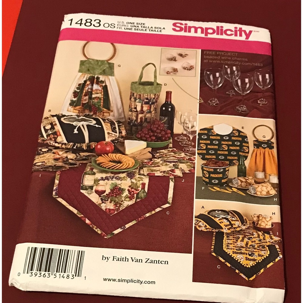 Simplicity 1483 Sewing Pattern Faith Van Zanten Table Runner Placemats Wine Bag